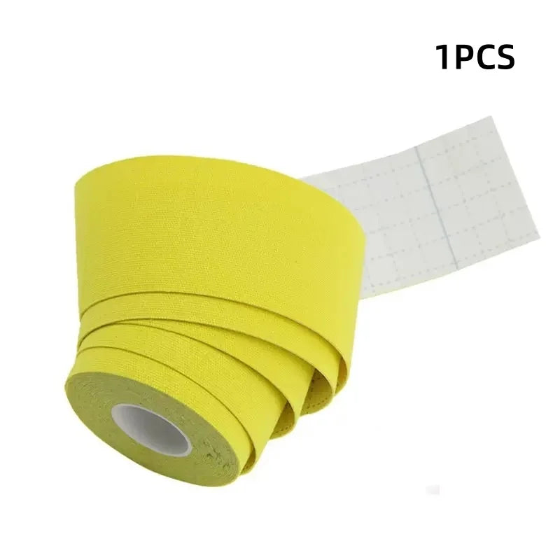 Sports Kinesio Tape Muscle Kinesiology Elastic Knee Pain Relief Strain Patch Athletic Recovery Stickers Fitness Bandages Qme Yellow-1pcs