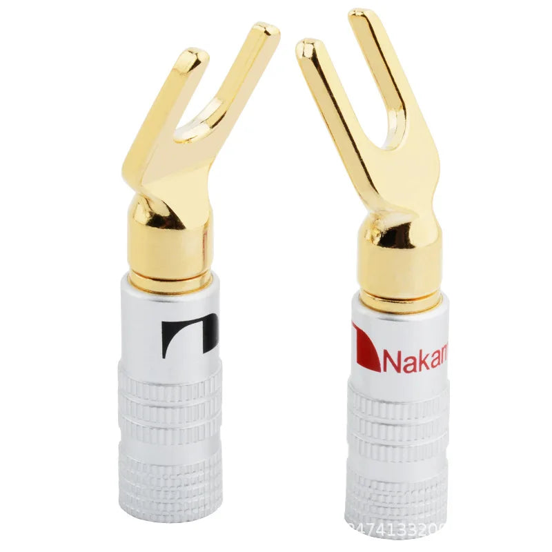 5pcs Speaker Cable Connector Transmission Middle Fine Copper Gold - Plated Horn Wire Banana Head, Banana Plug Y - Plug/U - Plug Qme Y - Plug