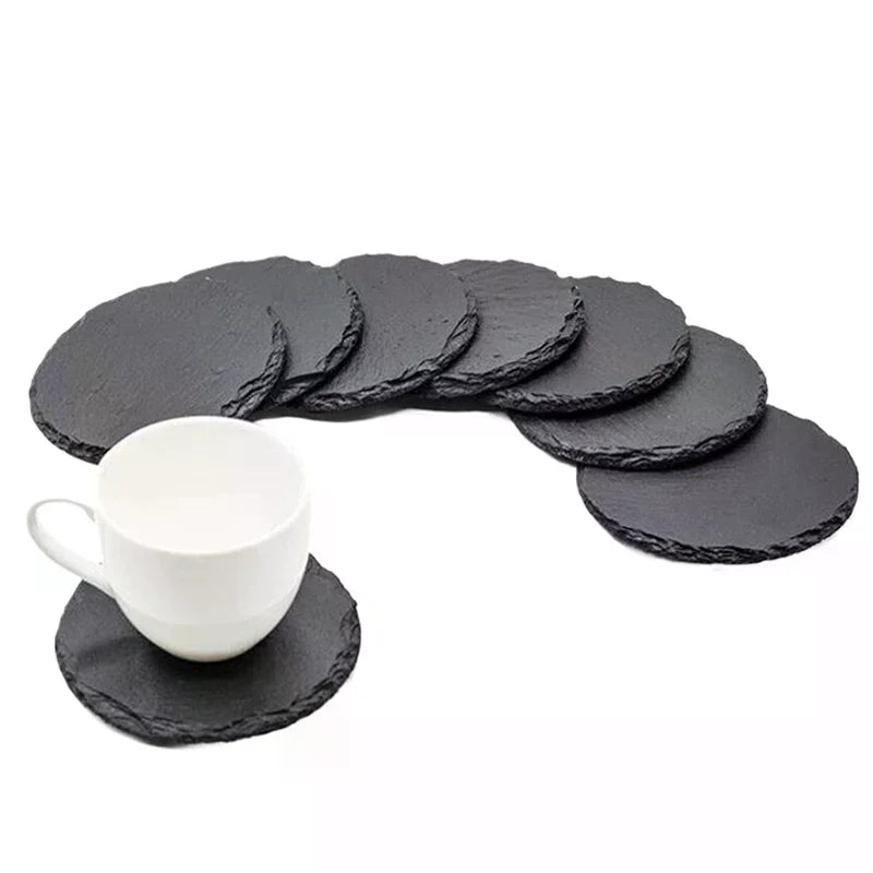 Table Coaster Japanese Style Reusable Slate Stone Drink Coaster Decorative Kitchen Tea Cup Mug Heat Resistant Rock Coaster Qme