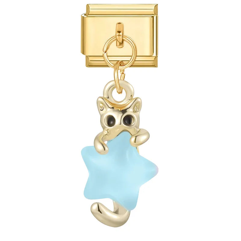 1PC Charm Cute Cartoon Pearl Dogs Horse Pendant Italian Charm Link Fit 9mm Bracelet Stainless Steel DIY Jewelry Making Wholesale Qme Style 34
