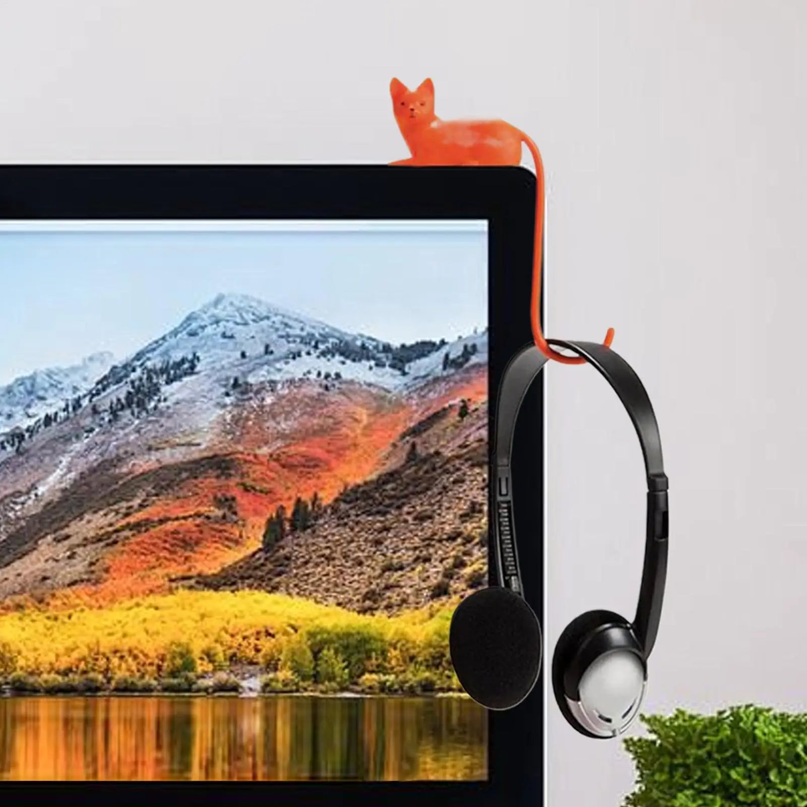 Orange Cat Tail-shaped Adhesive Hook Multi-functional Monitor Desktop Qme