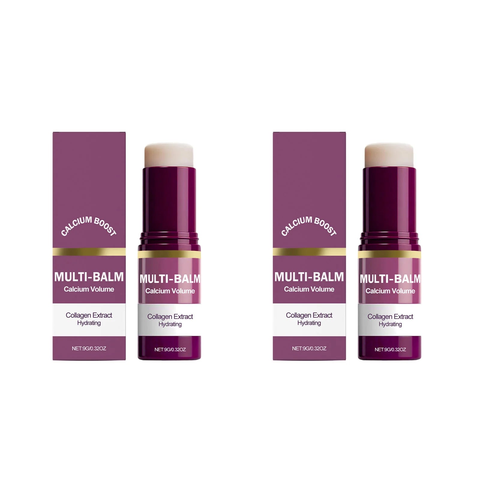 Multi Balm Calcium Volume Firming Skin Hydrating Nourishing Smoothing Collagen Moisturing Stick Suitable for Eyes Neck Face Qme 2Pcs