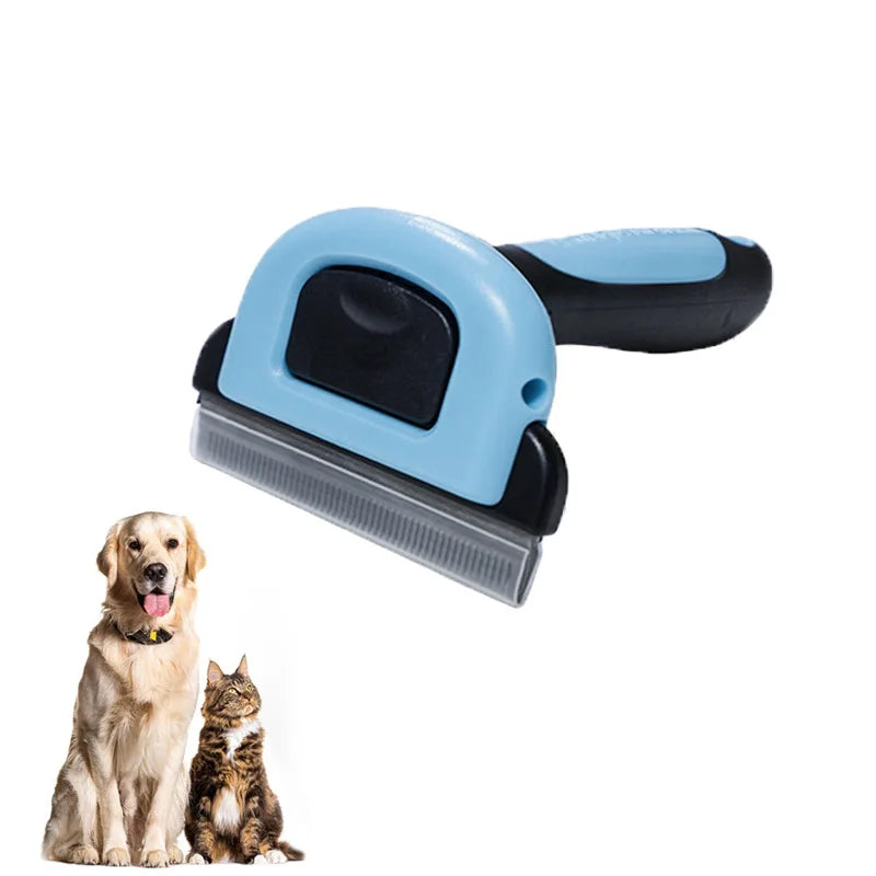 Beauty and hair removal tools for cats and dogs - reduce shedding, dead hair, and tangling - detachable and easy to clean comb Qme Blue