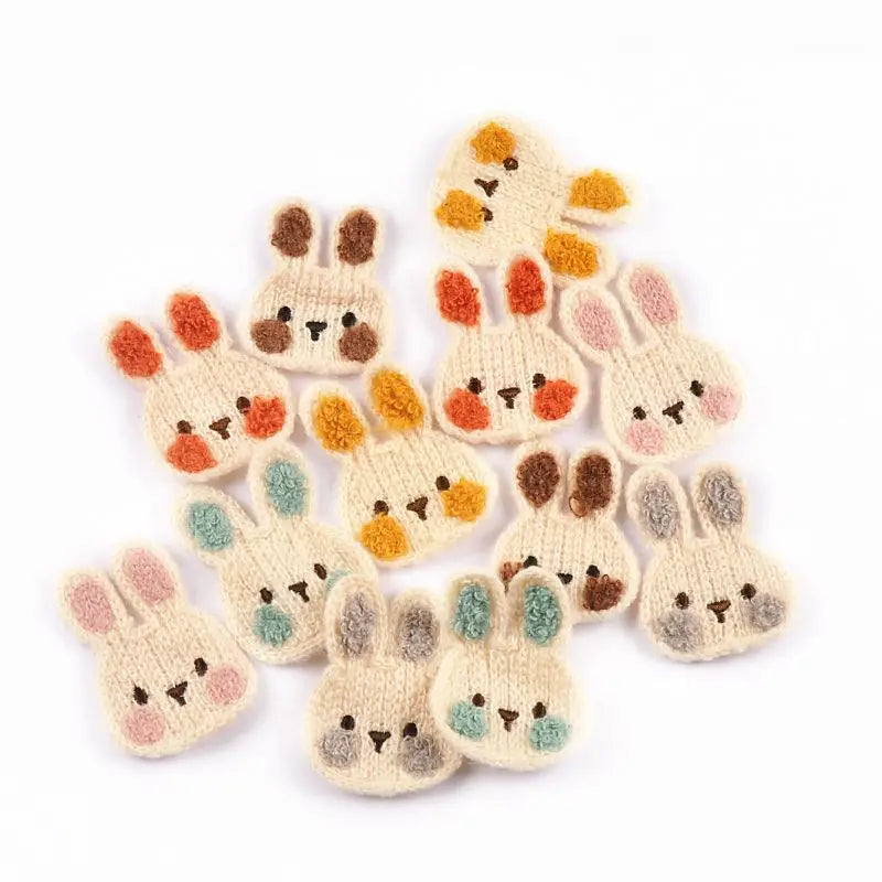 10pcs 36x47mm Multi Color Cartoon Rabbit Applique For Clothing Headwear DIY Decorative sewing Accessories Without Gum CP4170 Qme 10pcs 36x47mm 6