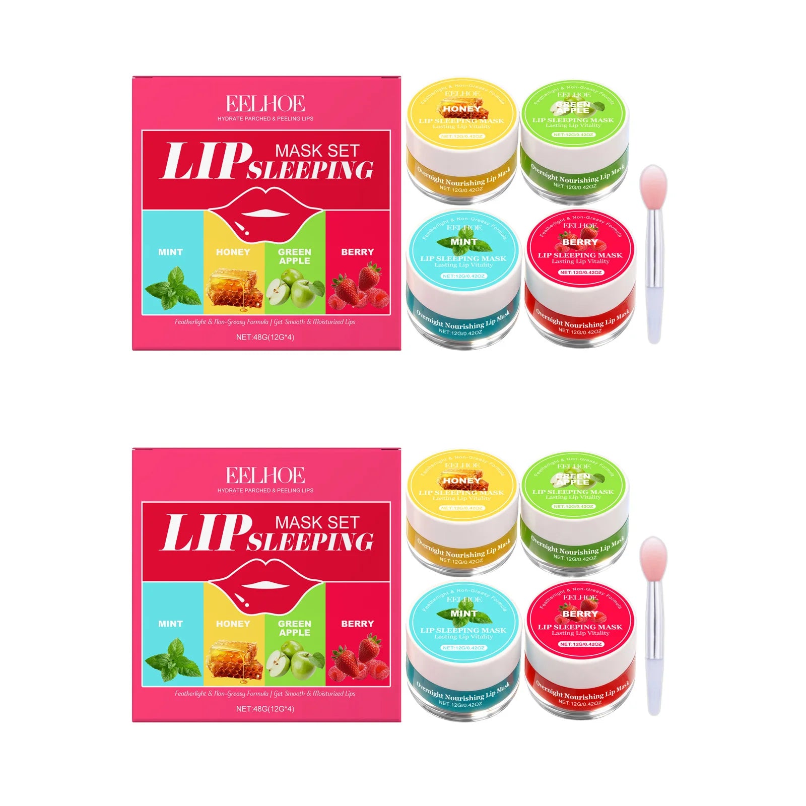 Lip Sleeping Mask Set Moisturizing Refreshing Non-sticky Anti-Cracked Lip Mask Pre-makeup Lip Base Dry Lip Rescue Mask Qme 2sets boxed