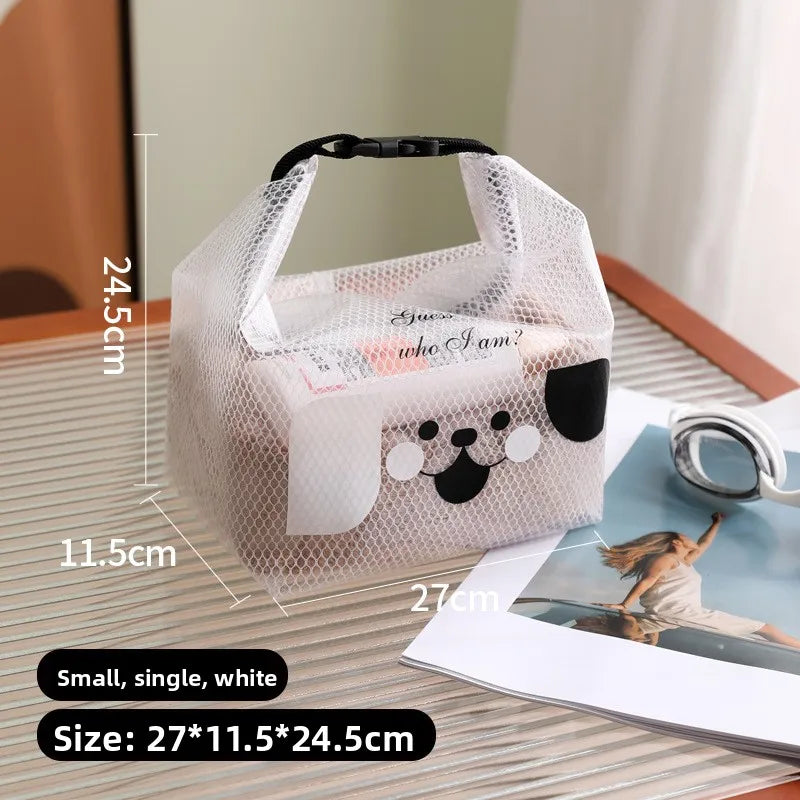 A Waterproof Storage Bag, Fitness Clothing Swimming Bathroom Large Capacity Drawstring, Men's And Women's Outdoor Toiletries Bag Qme PrintedWhiteSmall