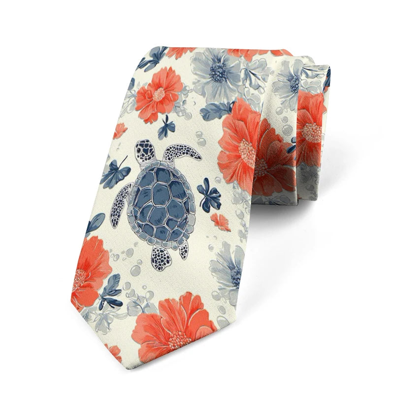 Funny Cartoon Tortoise Print Tie Unisex Fashion Business Men's Casual Qme style7