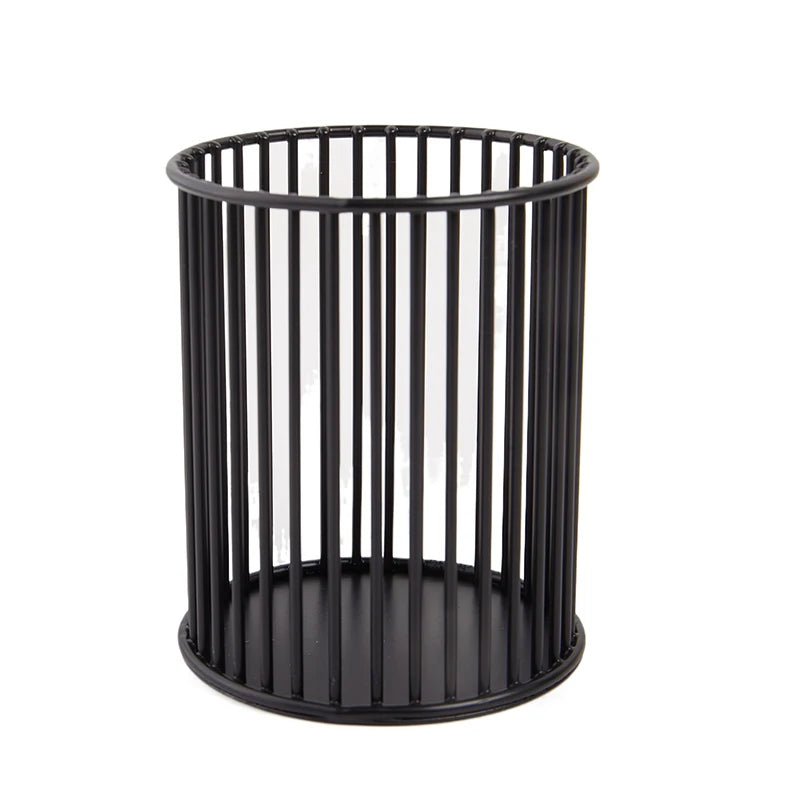 Portable Cosmetic Organizer Bucket Nordic Hollow Out Makeup Brush Qme Black