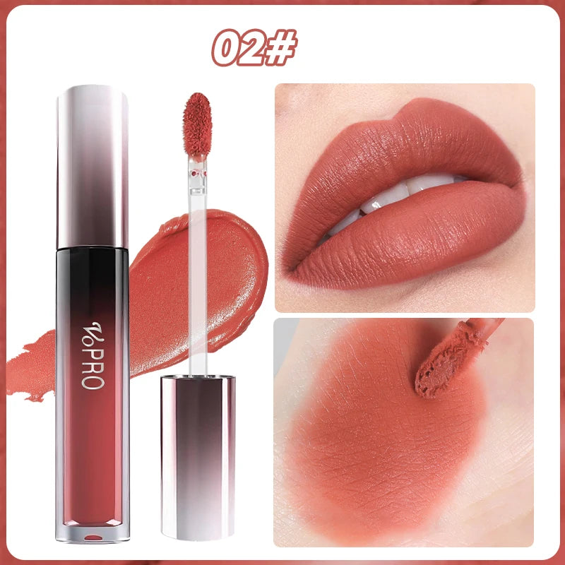 Matte Velvet Highly Saturated Lip Gloss,Long-Lasting Liquid Lipstick,Quick-Drying,Non-Stick, With Plant Squalane,Nourishing Qme 02