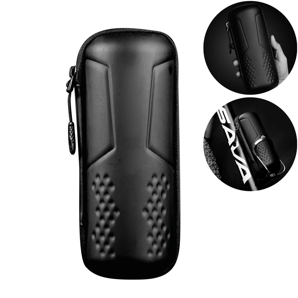 Cycling Tool Bag Bike Tool Bag Capsule Shaped Waterproof Hard Shell Closure for MTB Road Bike for Long Distance Riding Qme black