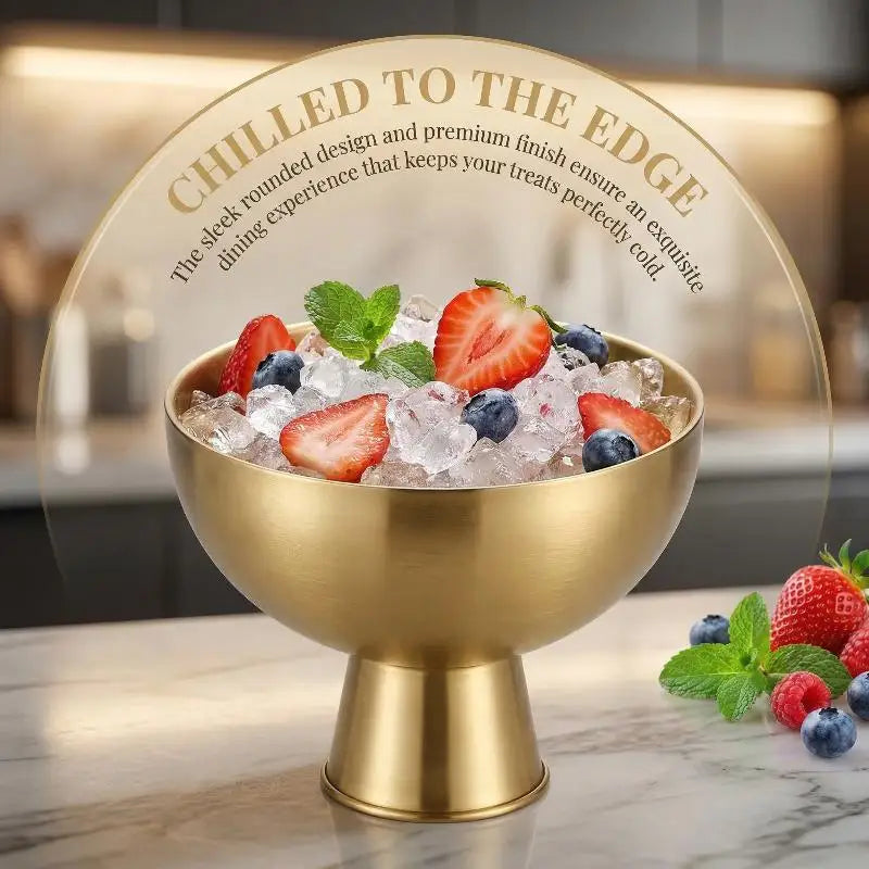 Ice Cream Bowl Food Grade Stainless Steel Salad Cup Dessert Gold Qme