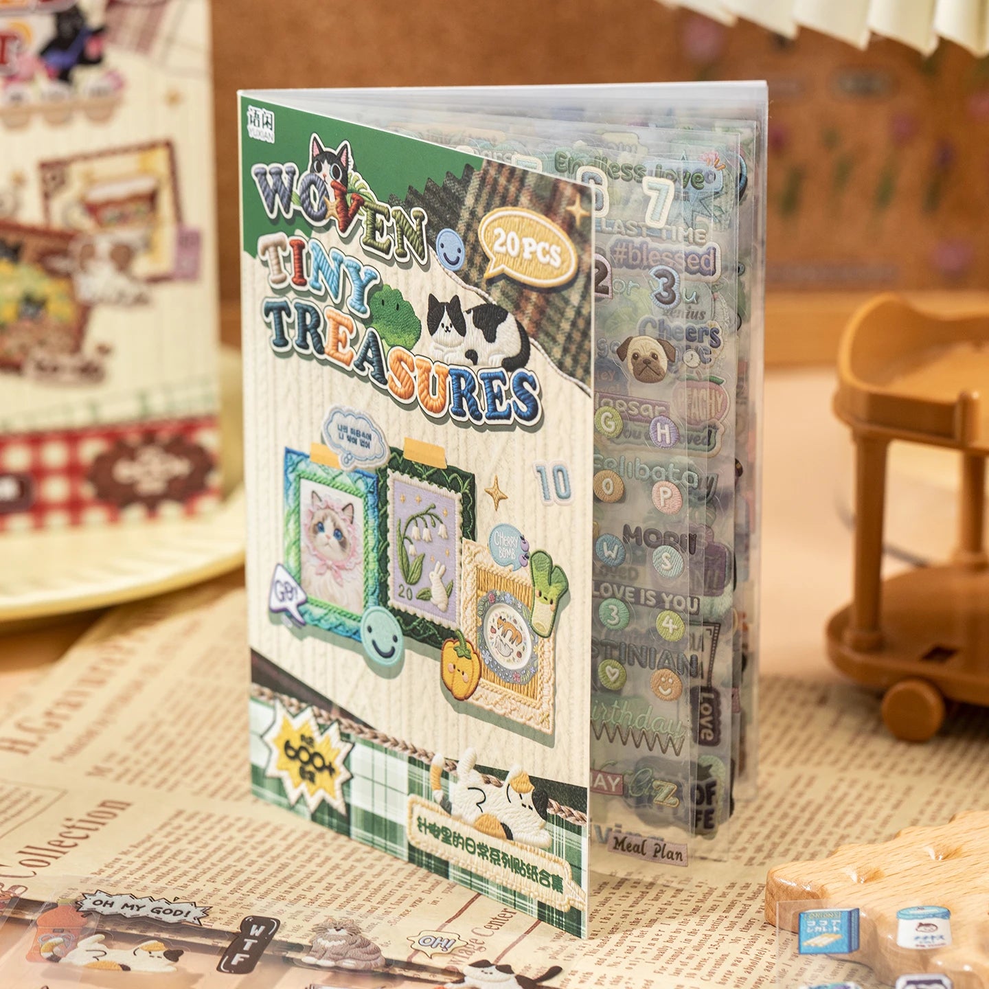 20 Sheets Pet and food themes Die cut Stickers book Cartoon Decorative handmade Scrapbooking Diary Japanese Stationery Supplies Qme