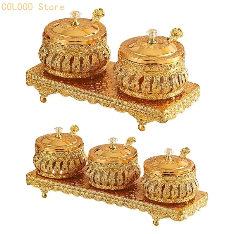 Condiment Holder Seasoning Storage Canisters Lid Spoon Sturdy Base Qme