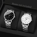 2 Pçs/set Homens Relógios de Negócios Moda Analógico Relógio de Quartzo Reloj Hombre (Sem Caixa) Qme 1
