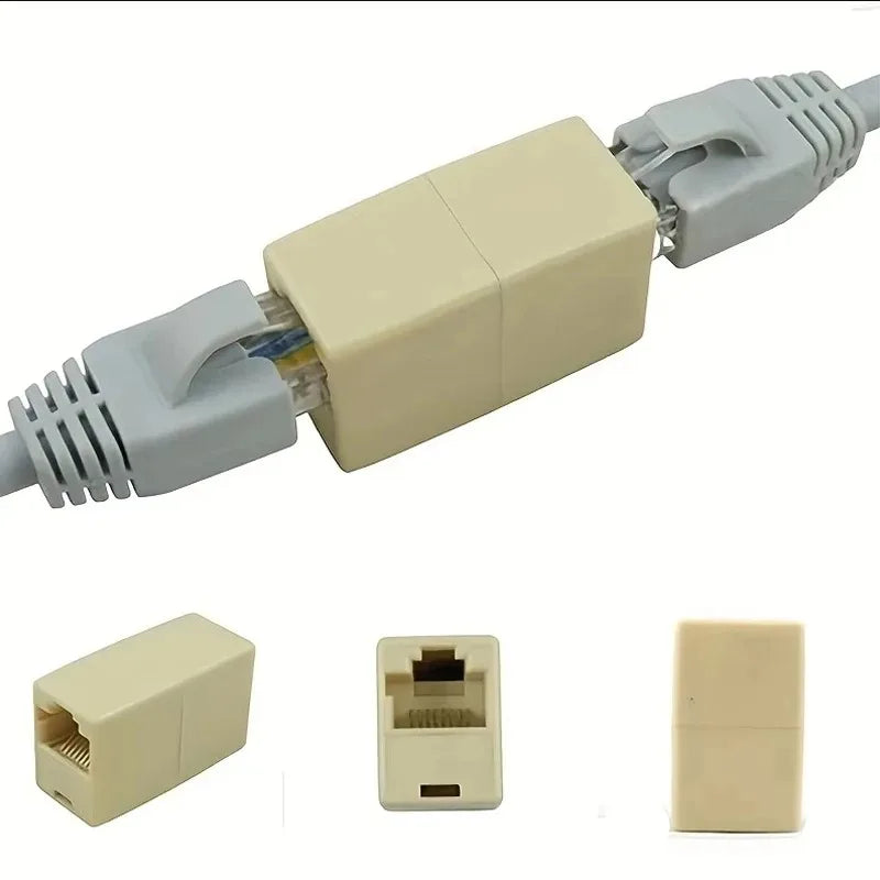 50PCS Network 8P8C Dual Connector 2-Wire 8-Core Cat5 Ethernet RJ45 Female to Female Straight Through Adapter Qme