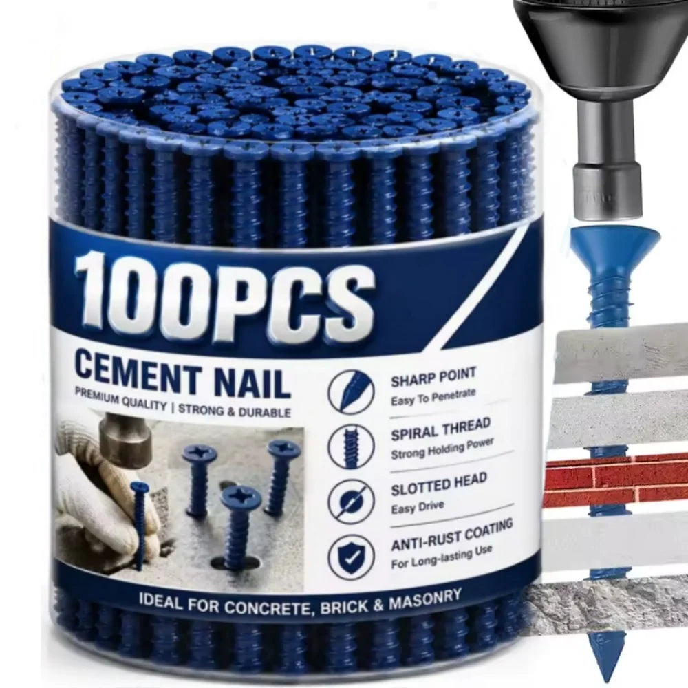 100/50pcs Cross Flat Head Heavy-duty Countersunk Masonry Screw Rust Resistance Repair Fasteners for Fixing Brick Walls Concrete Qme