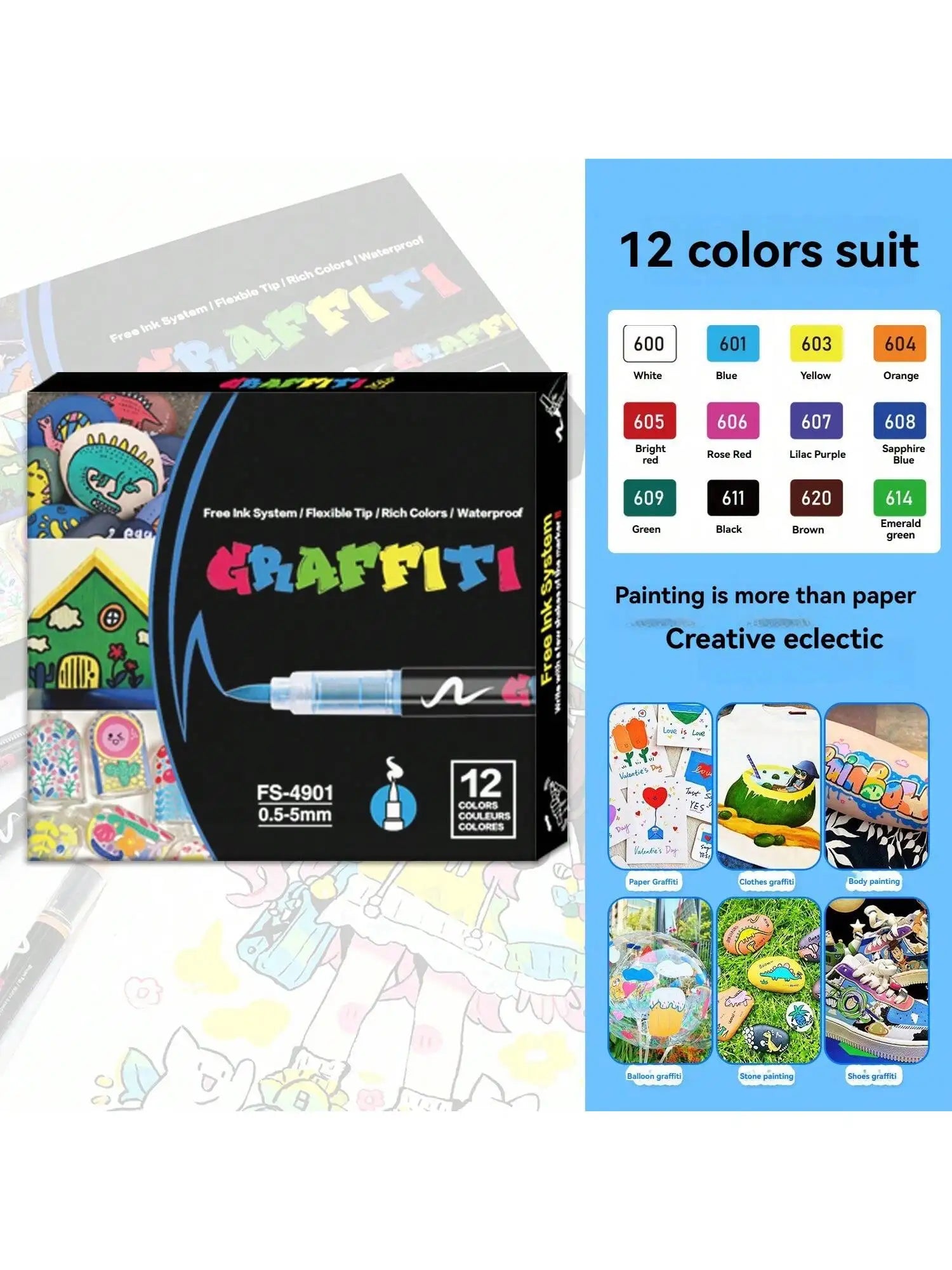 12-36 Colors Acrylic Paint Pens Markers Brush Tip Paint Markers for Art Supplies, Fabric Paint, Fabric Markers, Art Markers Qme 12 colors