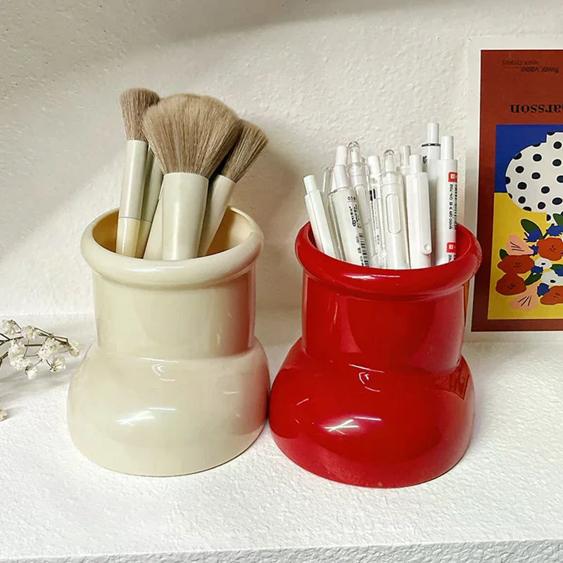 Red Boots Christmas Decor Pen Holder Multi-functional Desk Organizer Qme