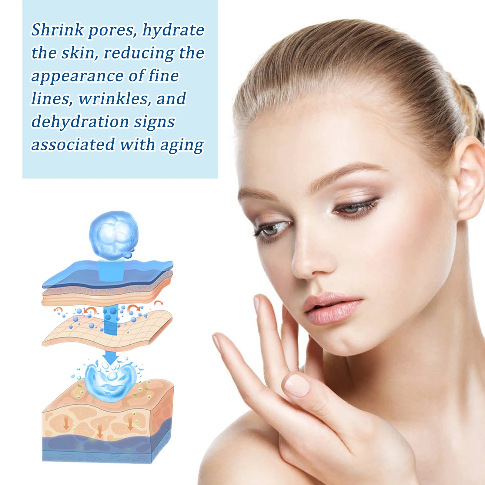 Hyaluronic Acid Facial Serum Fade Fine Line Wrinkle Shrink Pores Tightening Nourishing Deep Moisturizing Facial Skin Essence Qme