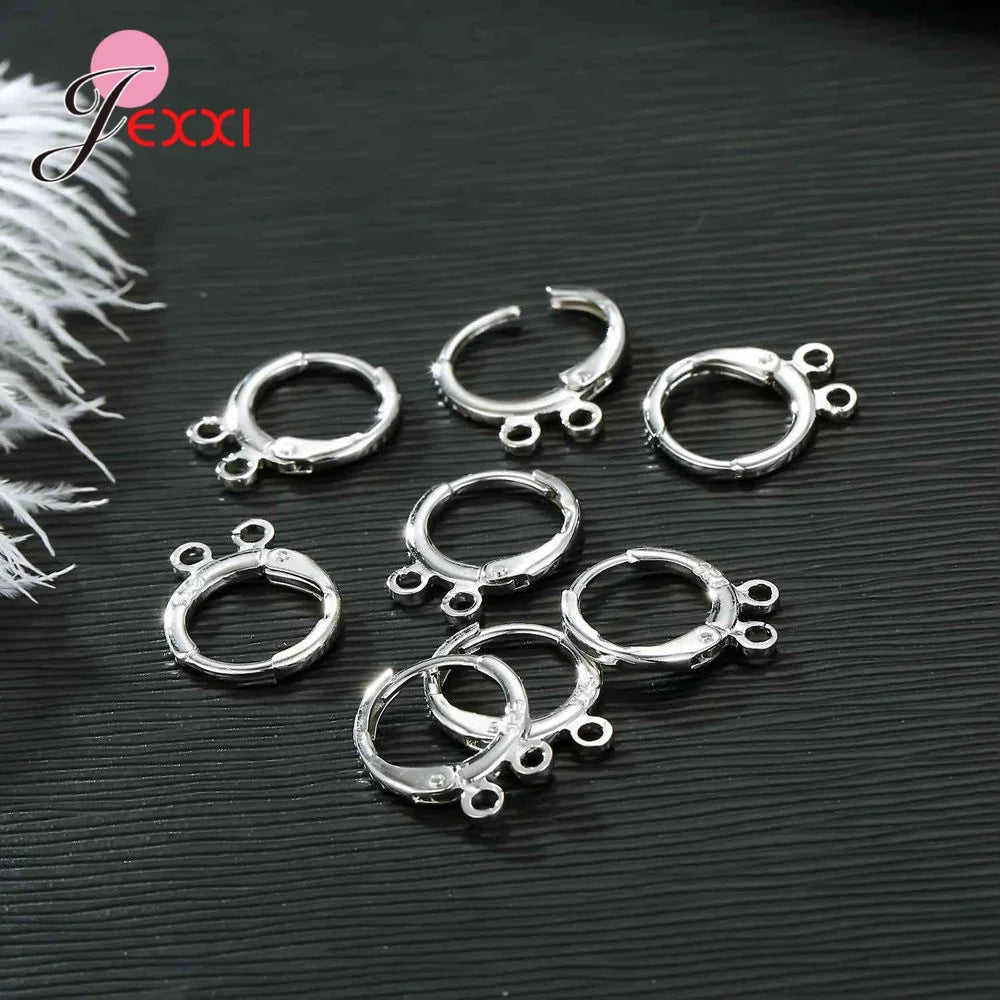 Wholesale 10 PCs Genuine 925 Sterling Silver Color Earring Findings Two Models For Choice Bright Women DIY Jewelry Findings Qme