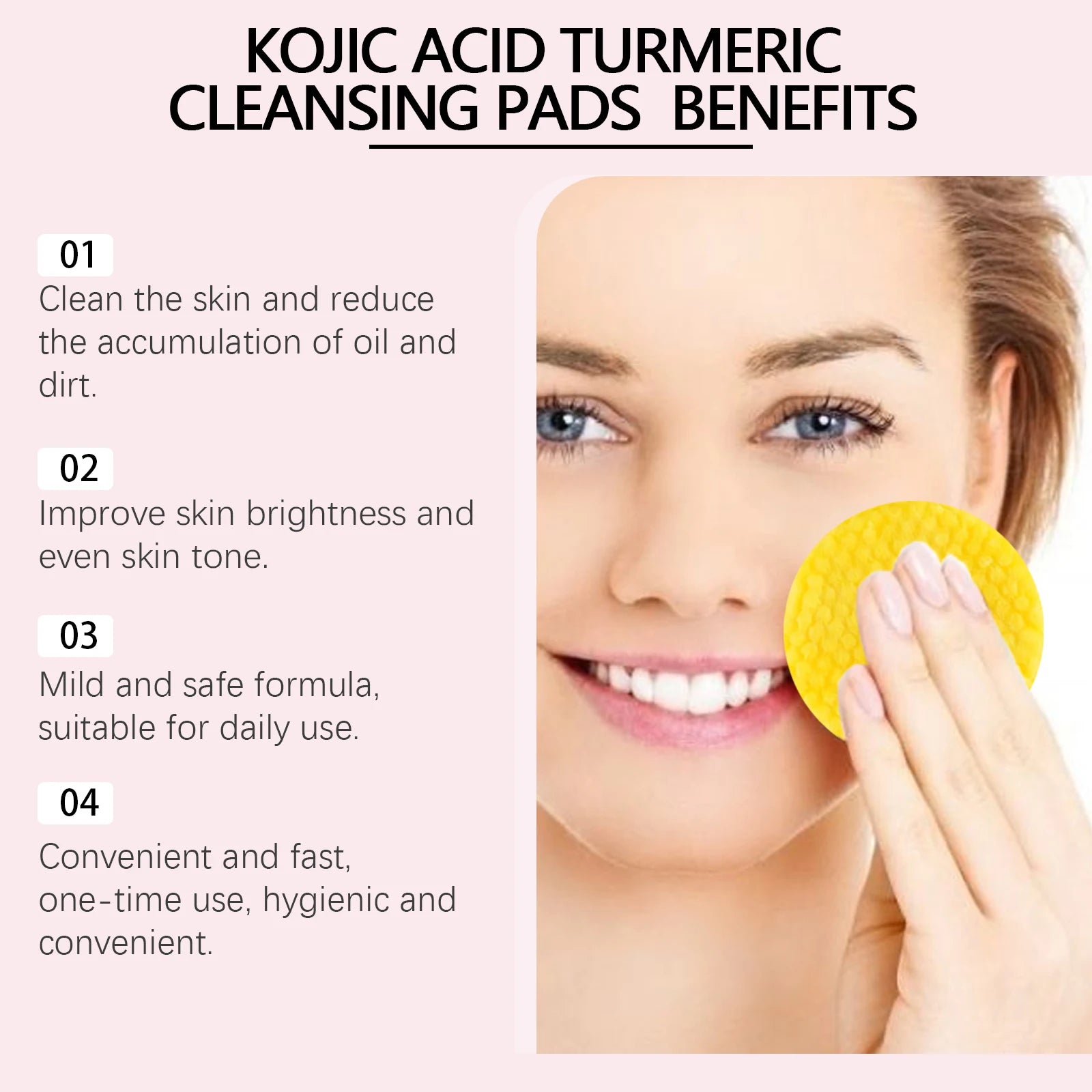 40pcs Turmeric Kojic Acid Facial Cleansing Pads Exfoliating Cleaning Remover Pores Dirt Moisturizing Daily Face Clean Skin Care Qme