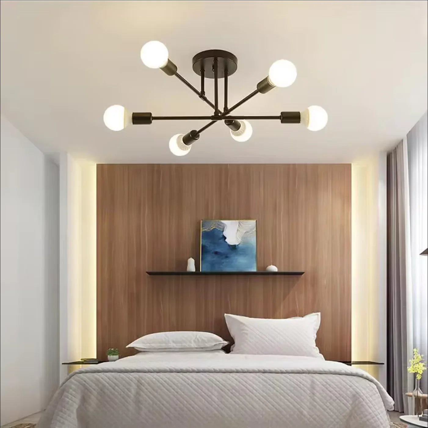Nordic Minimalist Pendant Light Ceiling Lamp LED Chandelier Suitable for Bedrooms Living Rooms Black Gold Lighting Decoration Qme