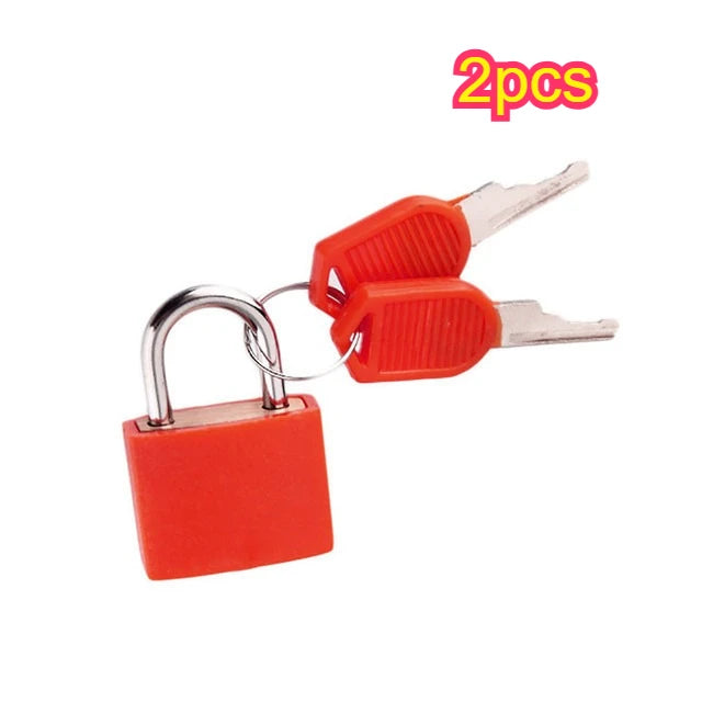 Colorful Padlock Mini Keyed Lock for Luggage Suitcase Backpack Diary Drawer Cabinet Storage Locker Small Safety Lock Qme Red 2pcs