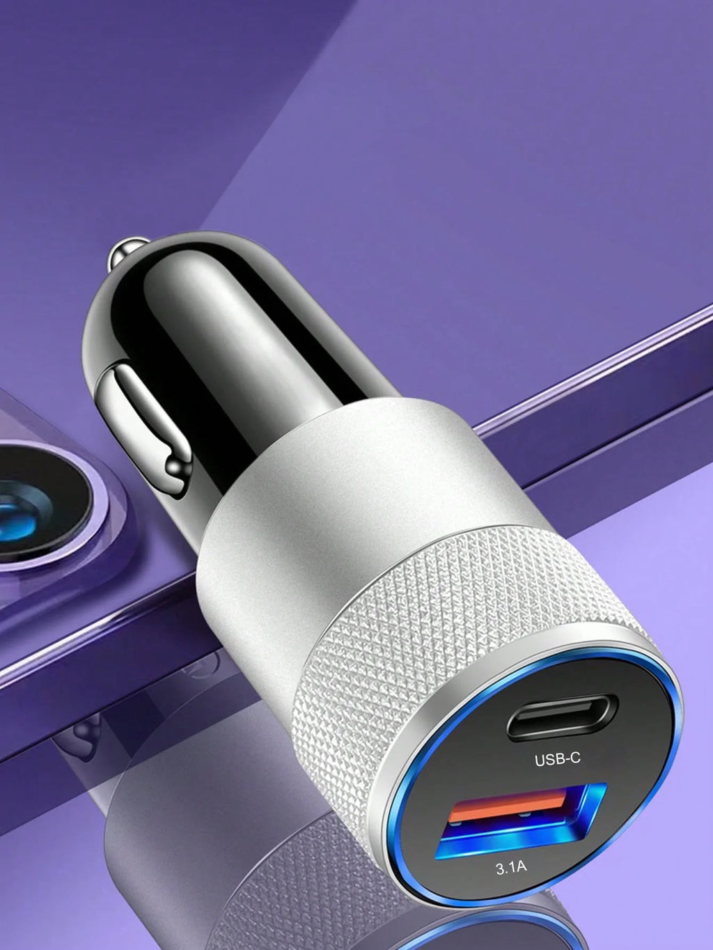 3 1A Usb+pd Metal Car Charger Aluminum Alloy Mobile Phone Qme