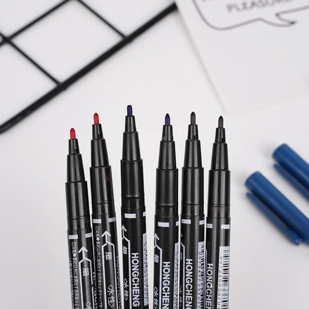 Dual Tip Black Fineliner Pens, Waterproof Sketch Markers for Drawing, Writing & School Art Qme