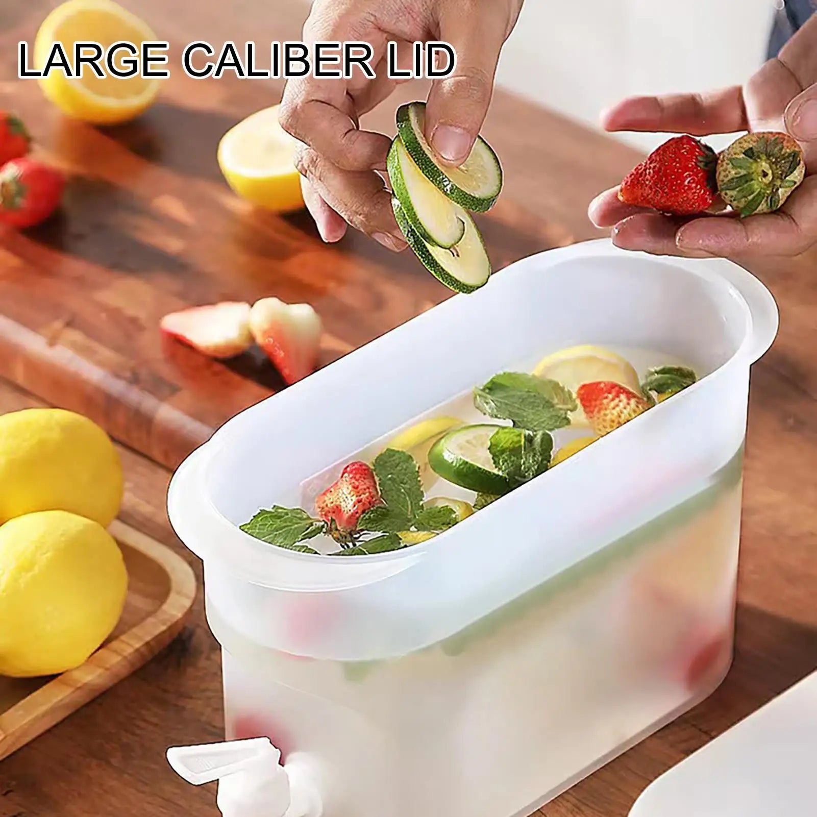 bin Fridge Drink Dispenser Water Jugs Fruit Teapot Lemonade Bucket 2.8L Large Capacity Iced Beverage Dispensers for Kitchen Home Qme
