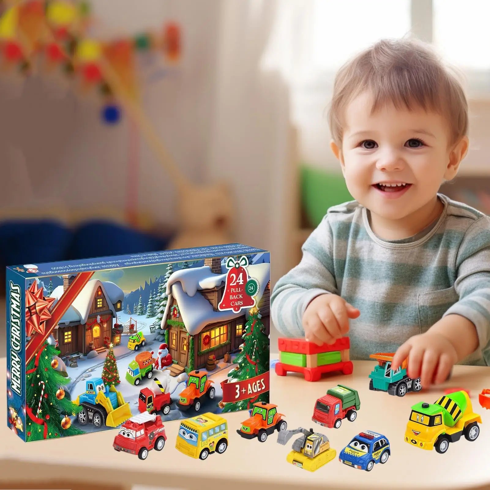 2025 Christmas Countdown Calendar 24 Days Pull-back Car Kid Small Qme