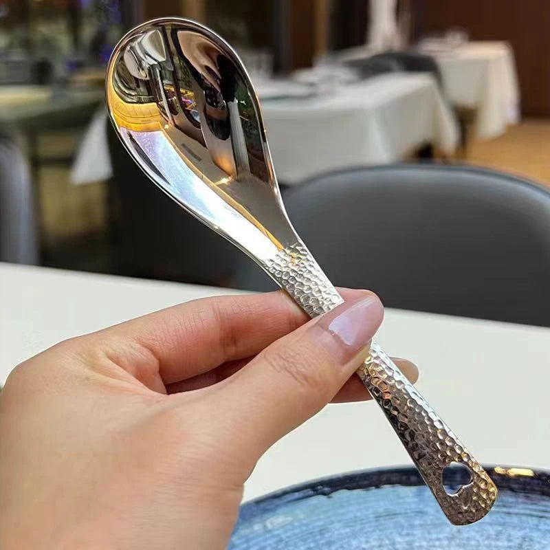 Stainless Steel Soup Spoon Deepen Large Capacity Silver Mirror Qme