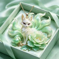 Nine Tailed Fox Pendant Necklace Unique Peony Flower Design Gold Plated Jewelry for Women Gifts Qme A2