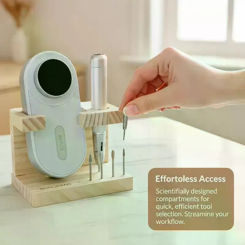 Summer Nail Drill Machine Bits Wooden Holder DIY Manicure Storage Rack Qme