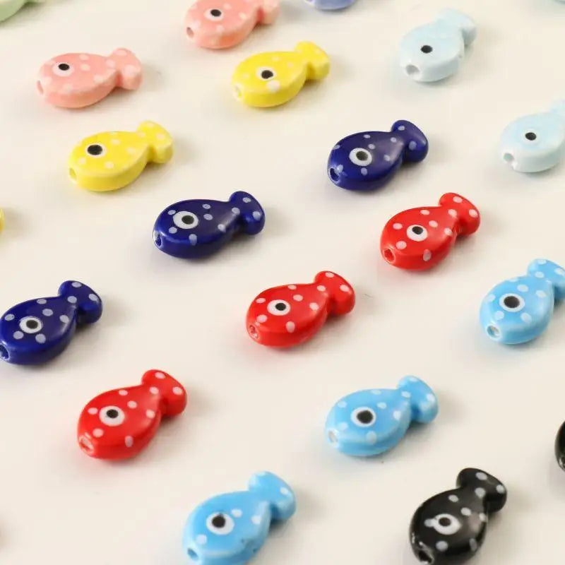 10Pcs Cute Ceramic Fish Beads Handmade Colorful Loose Spacer Beads For Jewelry Making DIY Bracelet Necklace Accessories Qme