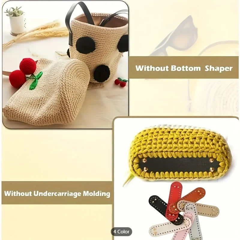 Single PU Oval Bag Bottom Plate 18*5cm With Anti-wear Metal Feet DIY Knitting Crochet Handbag Base Sewing Craft Supplies Qme