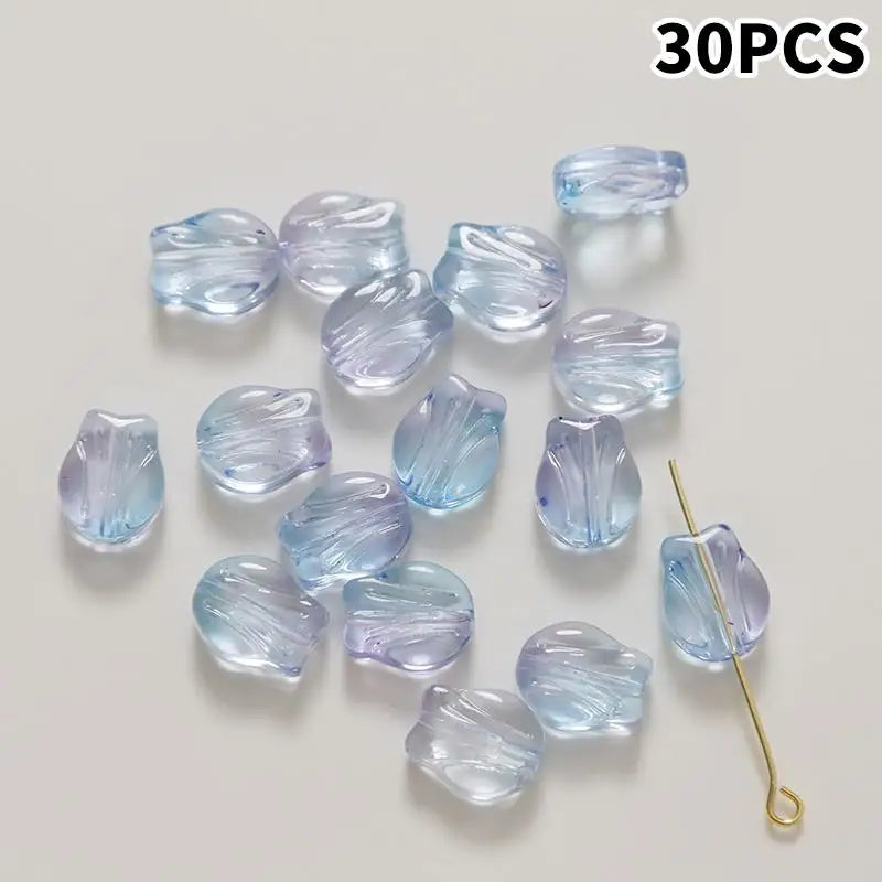DIY Lampwork Beads 30Pcs Multicolor Glass Flower Beads for Jewelry Making Handmade Accessories Supplies Qme A12