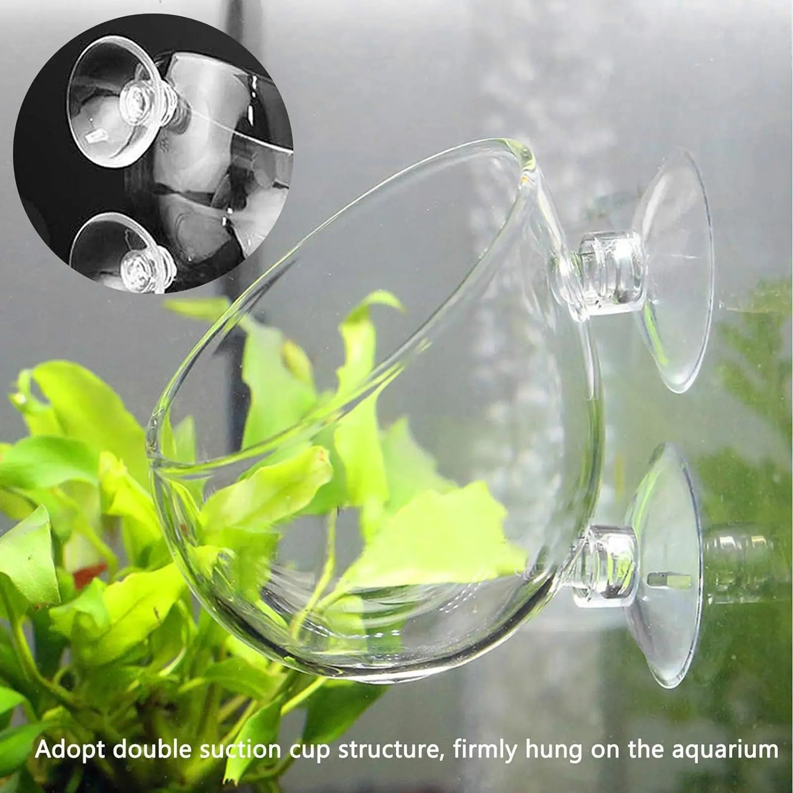Aquarium Plant Holder Glass Aquatic Plant Pot with Suction Cups Live Plants Fish Tank Holder Aquatic Planter Aquarium Decor Qme