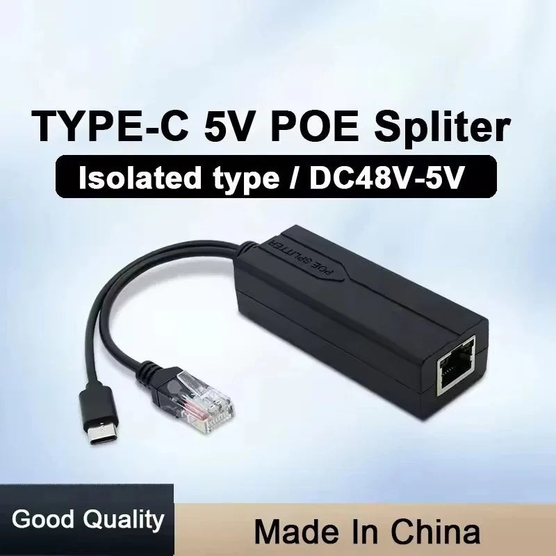 USB Type-C POE Splitter 48V to 5V 100/1000Mbps Network Device Power Supply Module Splitter for IP Camera Router Qme