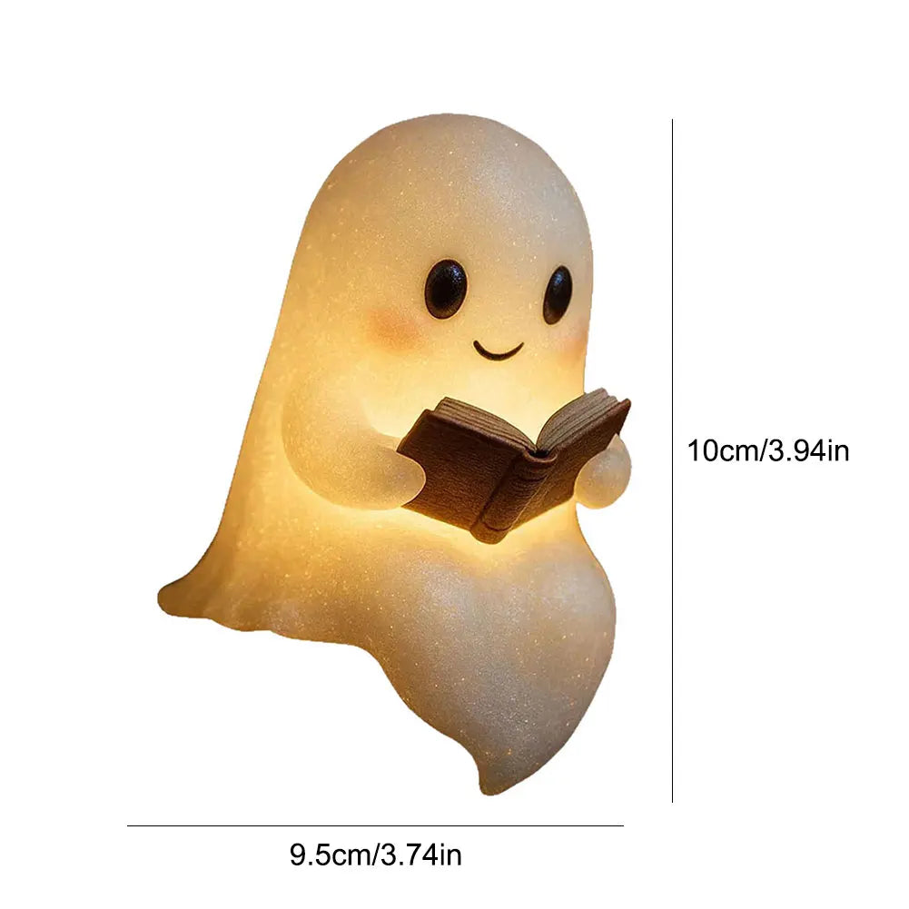 1/2PC LED Ghost Reading Book Lamp Cute Halloween Ghost Night Light Ghost Soft Reading Night Light for Bedroom Study Room Readers Qme 1PCS small