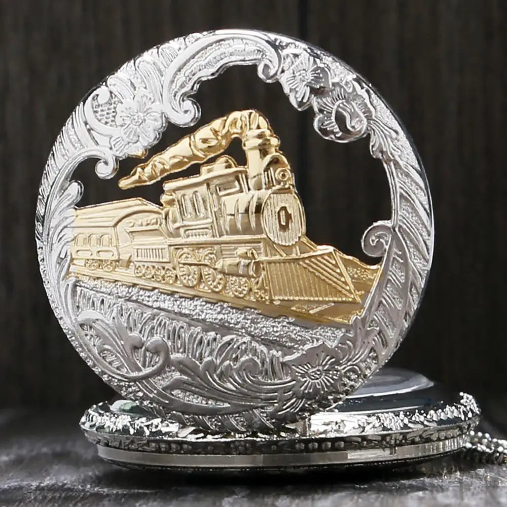 Vintage Pocket Watch Hollow Cover Design Quartz Movement Necklace Pendant Chain Unisex Gifts Qme