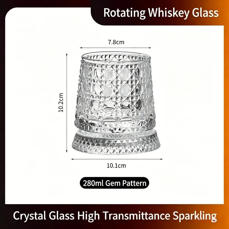 280ml Rotating Whiskey Glass Crystal Rum Glass Cocktail Party Drinking Gift Creative Crystal Premium Beer Glass Qme A 260ml