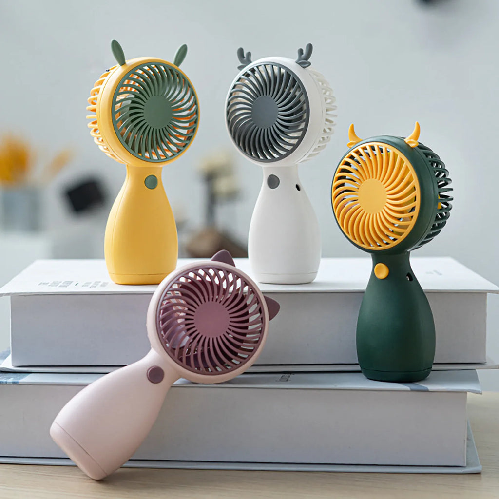New Color Blocking Mini Handheld Electric Small Fan Portable USB Charging Silent Lanyard Fan Desk Student Dormitory Desktop Fan Qme