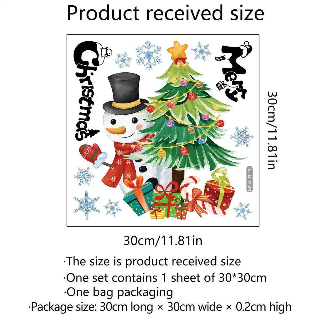 Cartoon snowman Christmas tree snowflake toilet sticker Christmas wall sticker decorative sticker self-adhesive Qme