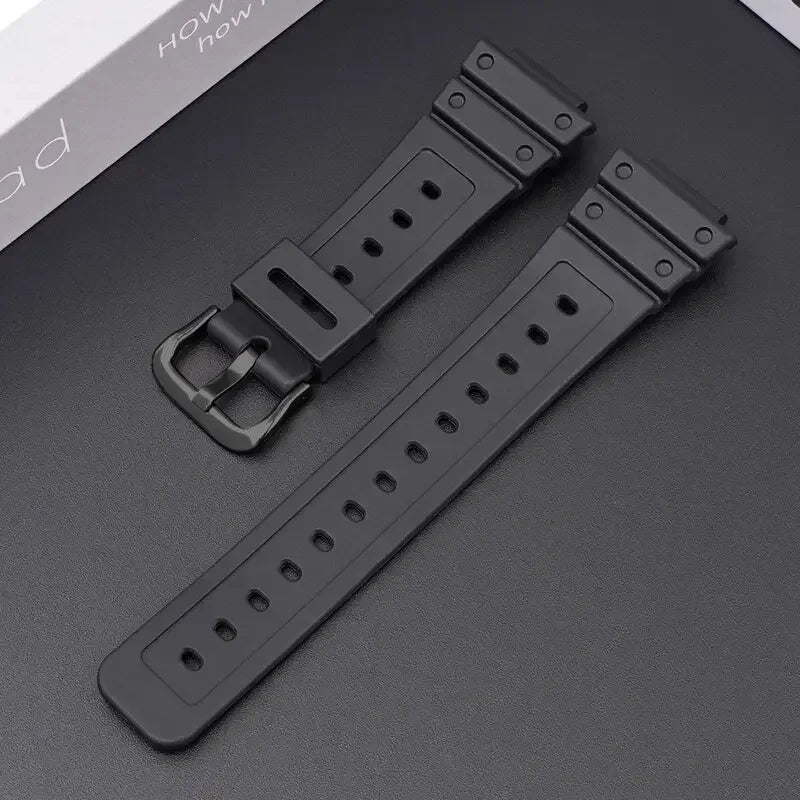 TPU Sport Bracelet For Casioak DW-5600 DW5000 GA2100 Watch Band Stainless Steel Buckle Siliconer Strap16mm Replacement Wristba Qme Black Black