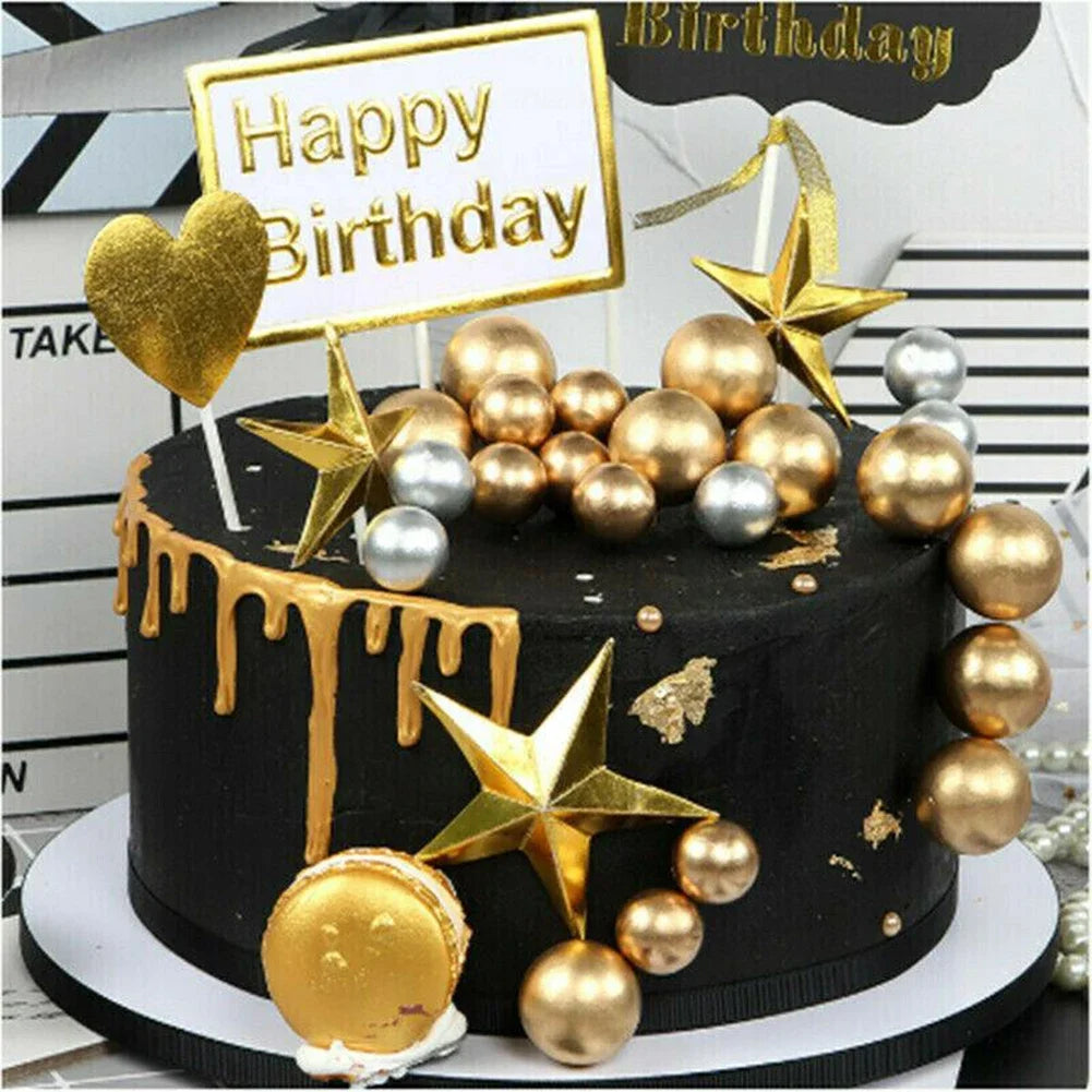 20pcs Ball For Cake Topper Birthday New 2/2.5/3/4cm White/yellow/black/purple/red Cake-Toppers Cupcake Topper For Cake Decor Qme