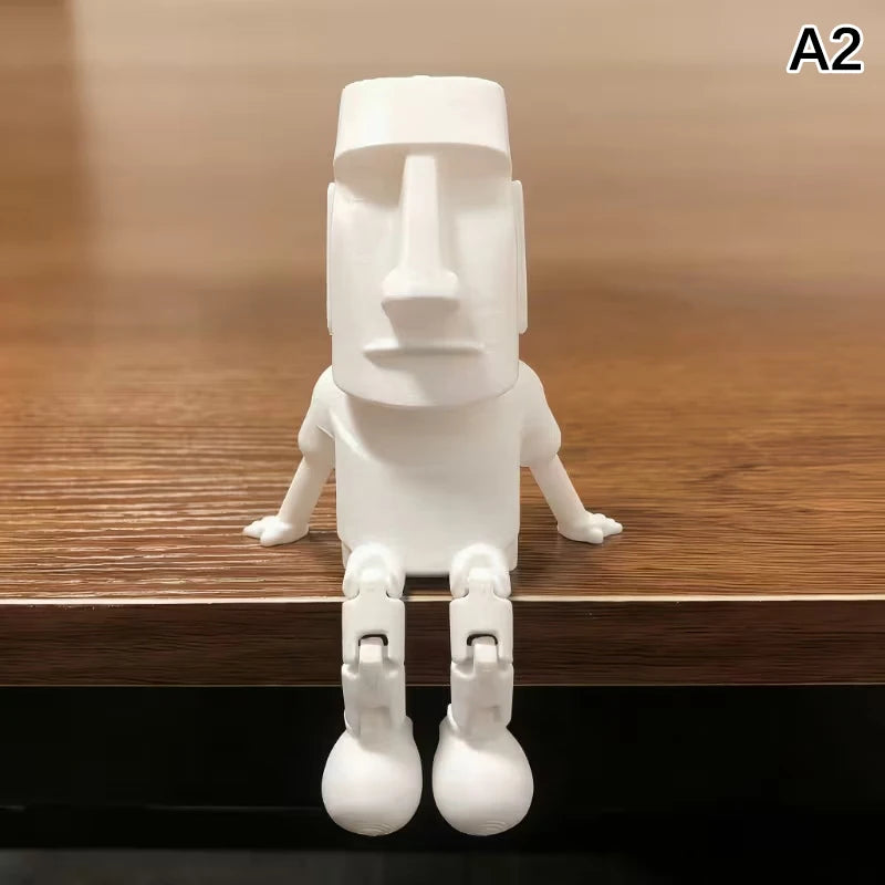 Island Moai Ornament Movable Joints Collectible Figurine Home Desk Qme A2