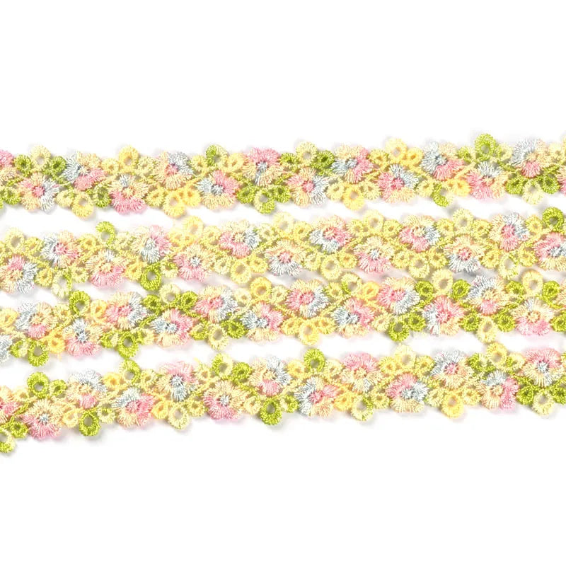 1yard 20mm Colorful Flower Lace Trim Ribbons Gift Wrapping DIY Clothing Sewing Accessories Wedding Party Decor Handmade Crafts Qme 4 1 yard a lot