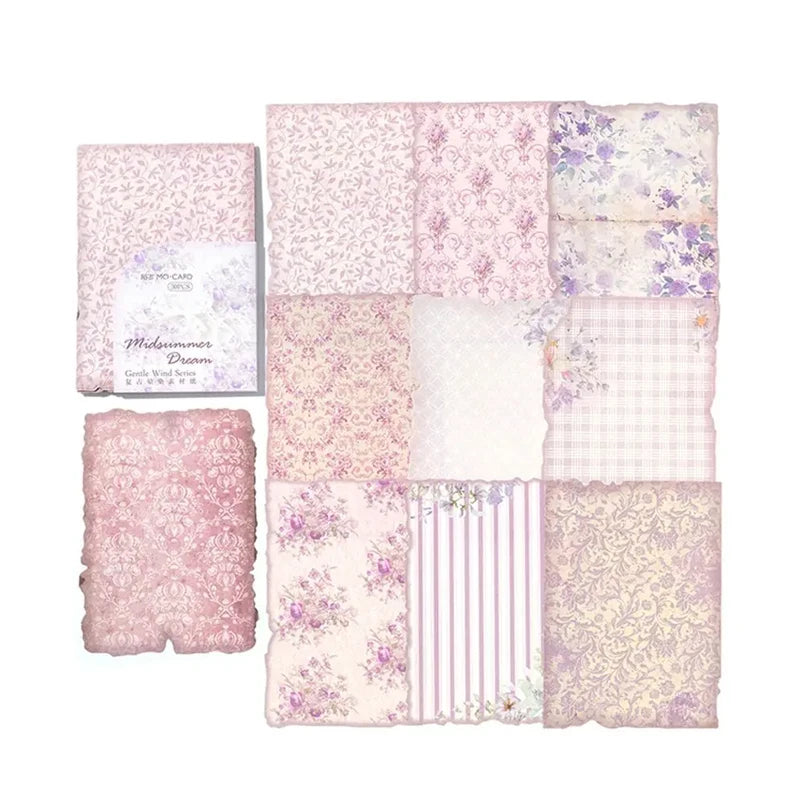 Vintage Dyeing Floral Paper, Gentle Breeze Series, Scrapbook & Journal Background Paper, Creative Material for Handmade Collage Qme C