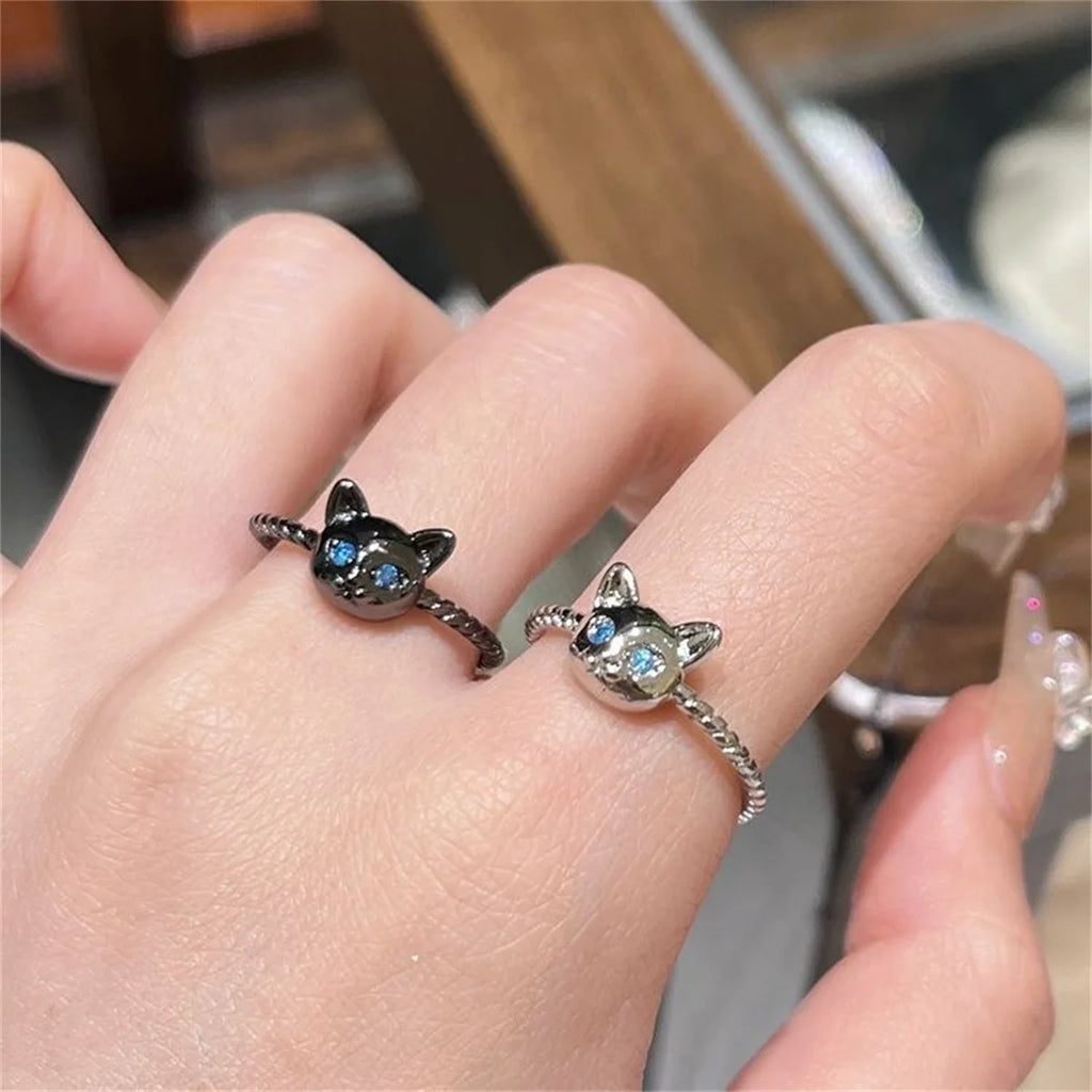New Fashion Cat Open Finger Rings Ins Hip Hop Animal For Women Couple Wedding Rings Ins Girl Jewelry Gift Dropship Jewelry Qme